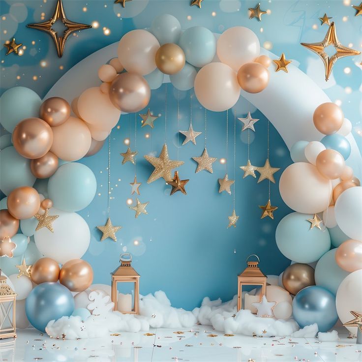 Colorful balloon decoration setup